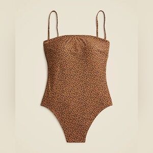 J. Crew Brown Leopard Print Women's One Piece Swimsuit, Size 20, NWT
